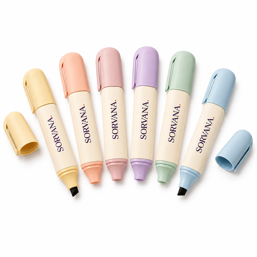 SORVANA Halo Mini Chisel Tip Highlighter Set – 6 Pastel Colours