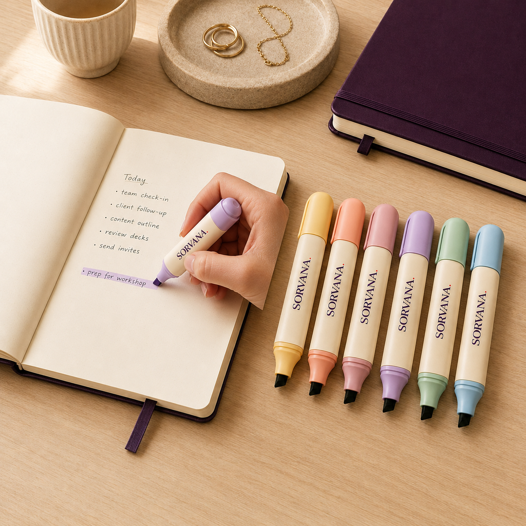 SORVANA Halo Mini Chisel Tip Highlighter Set – 6 Pastel Colours